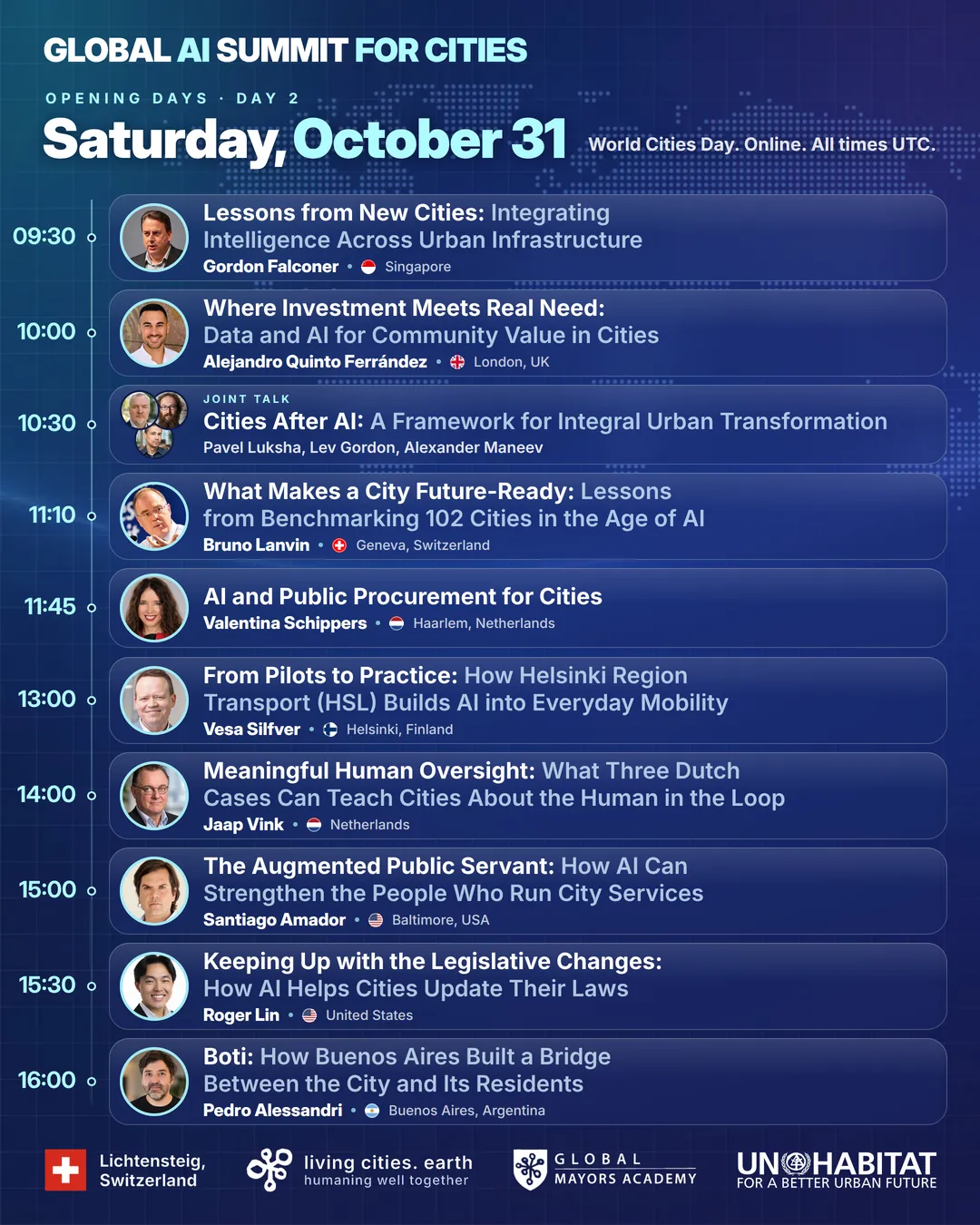 Opening Days program, Saturday 31 October