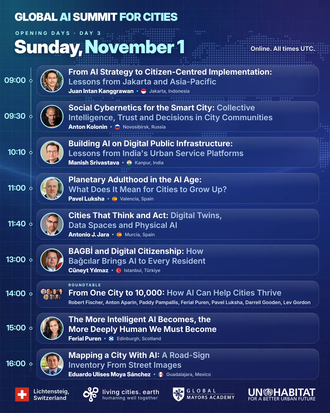 Opening Days program, Sunday 1 November